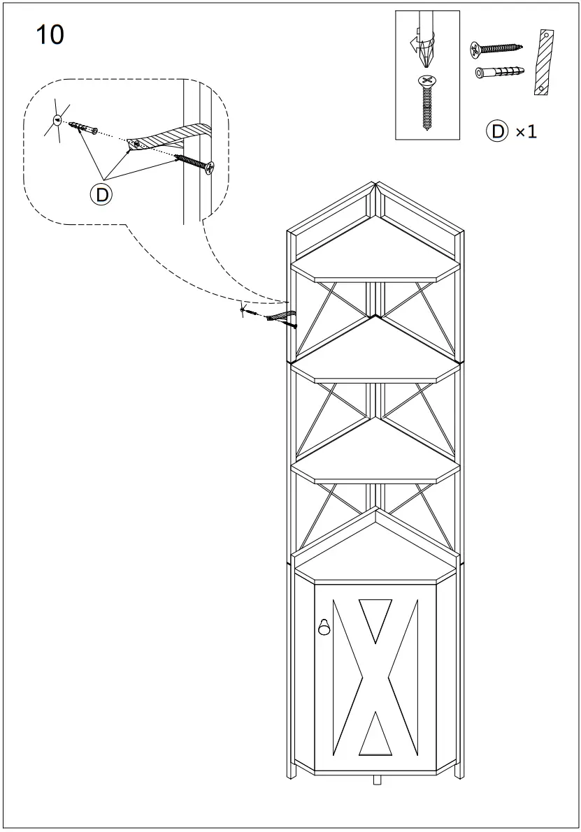 Tatahance W116242794 Z Dark Gray 4 Shelf Corner Bookcase - fig 12