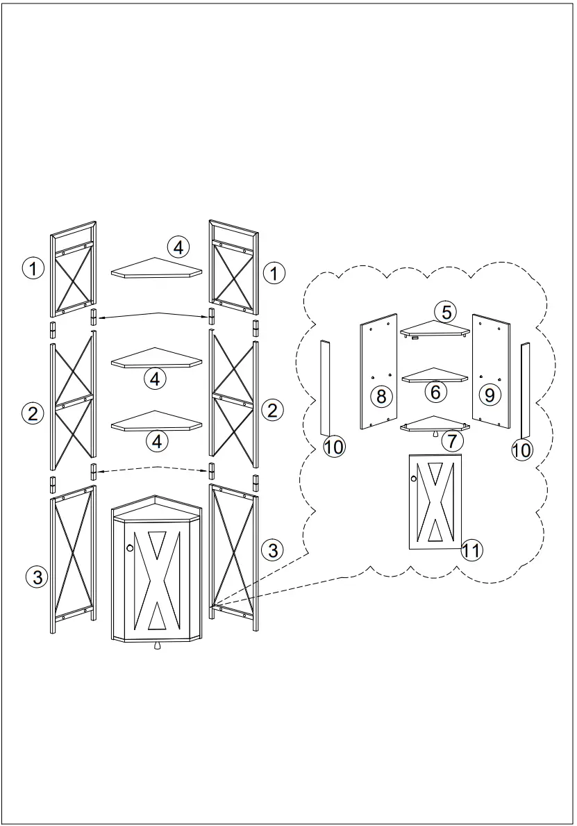Tatahance W116242794 Z Dark Gray 4 Shelf Corner Bookcase - fig 2
