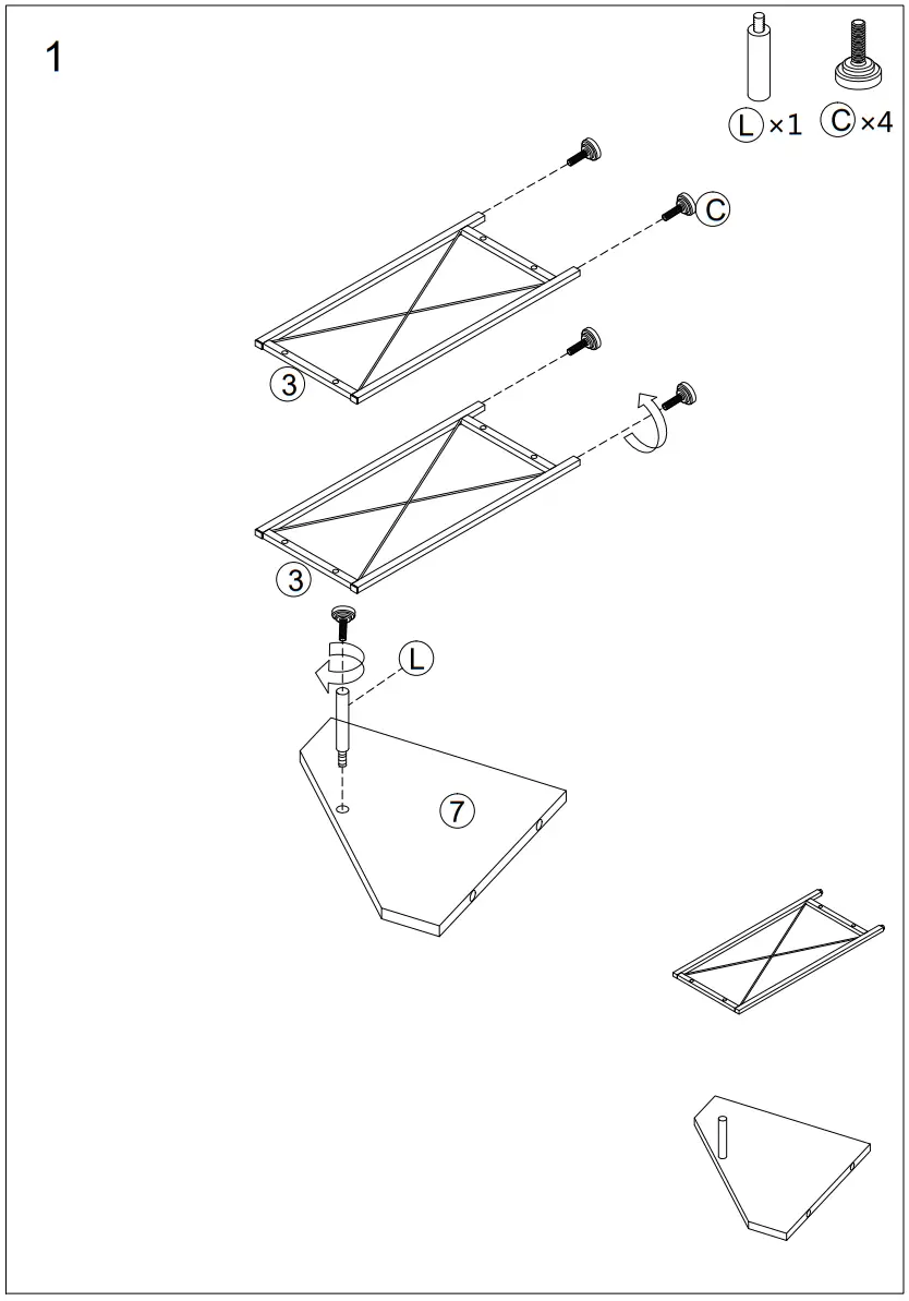 Tatahance W116242794 Z Dark Gray 4 Shelf Corner Bookcase - fig 3