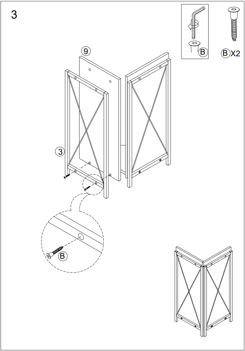 Tatahance W116242794 Z Dark Gray 4 Shelf Corner Bookcase - fig 5