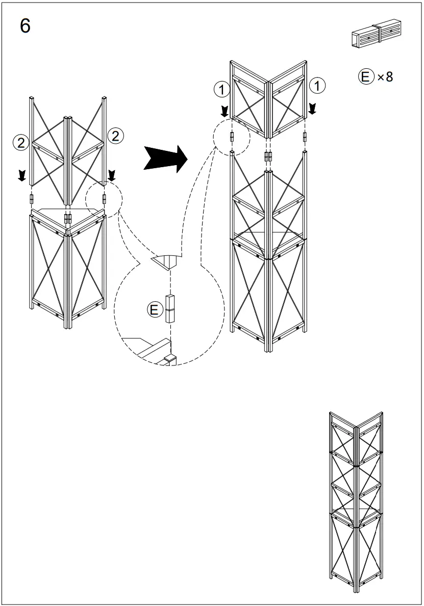 Tatahance W116242794 Z Dark Gray 4 Shelf Corner Bookcase - fig 8