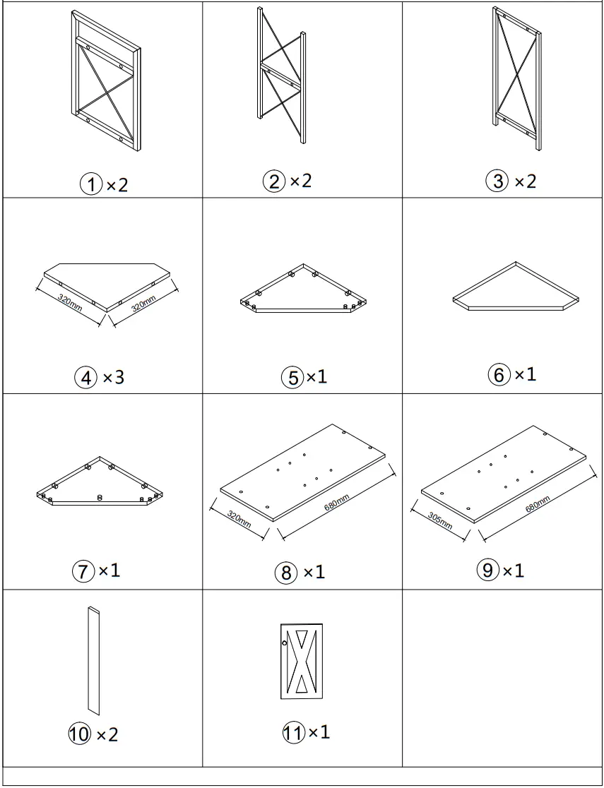 Tatahance W116242794 Z Dark Gray 4 Shelf Corner Bookcase - fig