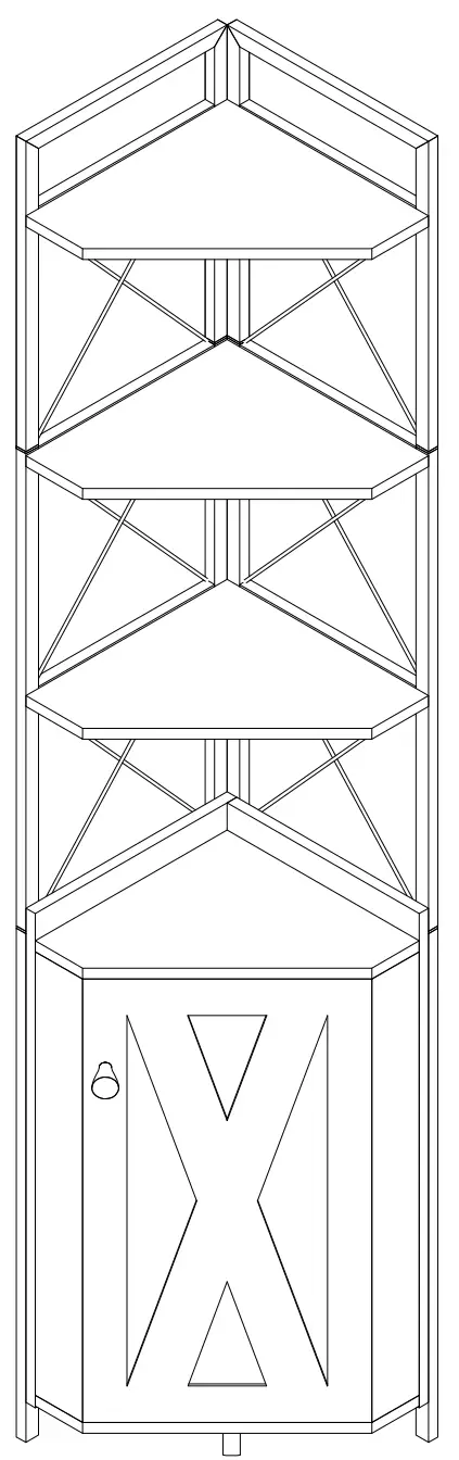 Tatahance W116242794 Z Dark Gray 4 Shelf Corner Bookcase