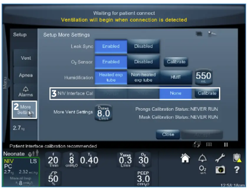 Puritan Bennett 980 Ventilator NIV Plus Software Performing An Interface Calibration