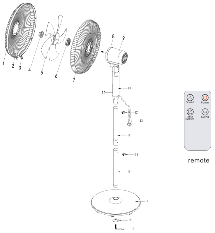 Goldair GCPF180 40cm Multi Height Pedestal Fan - FIGURE 1