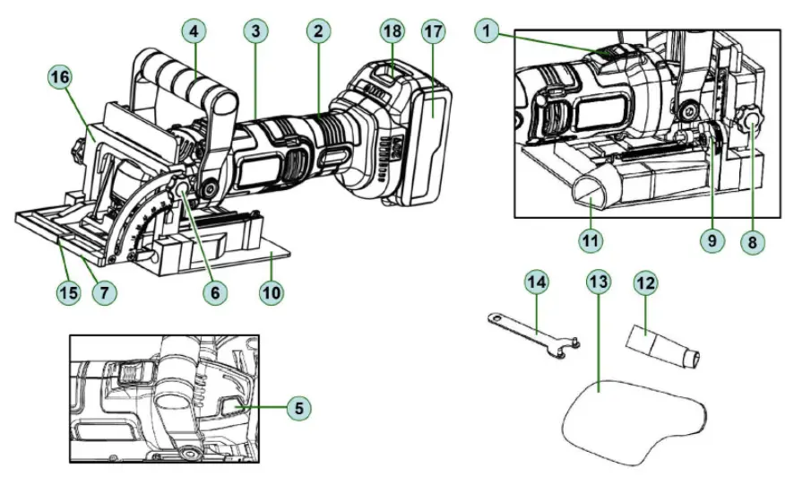 NORDIC BJ-L0118 18v Cordless Biscuit Joiner - fig
