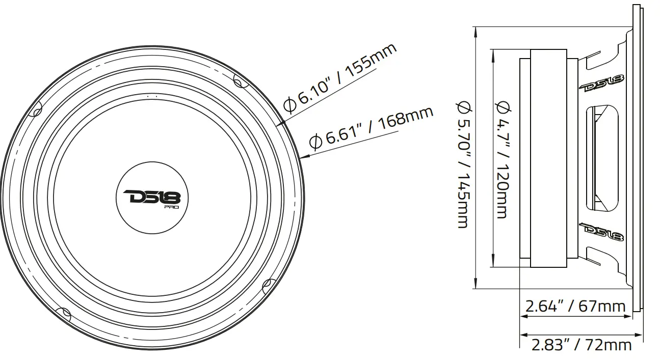 DS18 PRO-X6.4RGBCAP 6.5 Inch MID Range Loudspeaker with RGB LED Dust CAP fig 2
