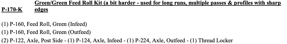 Replacement Rolls Continued