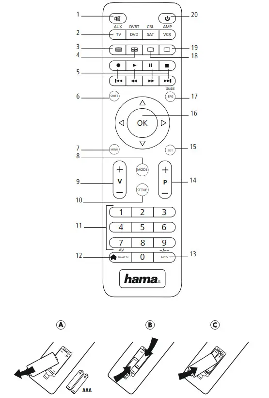 hama 8 in 1 Universal Remote Control