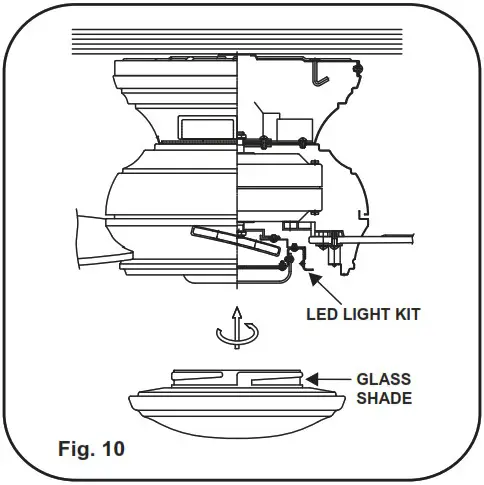 minkaAire Traditional Concept LED Outdoor Ceiling Fan - INSTALLING THE GLASS SHADE 1