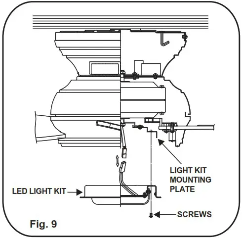 minkaAire Traditional Concept LED Outdoor Ceiling Fan - INSTALLING THE GLASS SHADE
