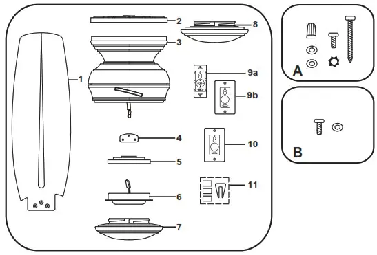 minkaAire Traditional Concept LED Outdoor Ceiling Fan - PACKAGE CONTENTS