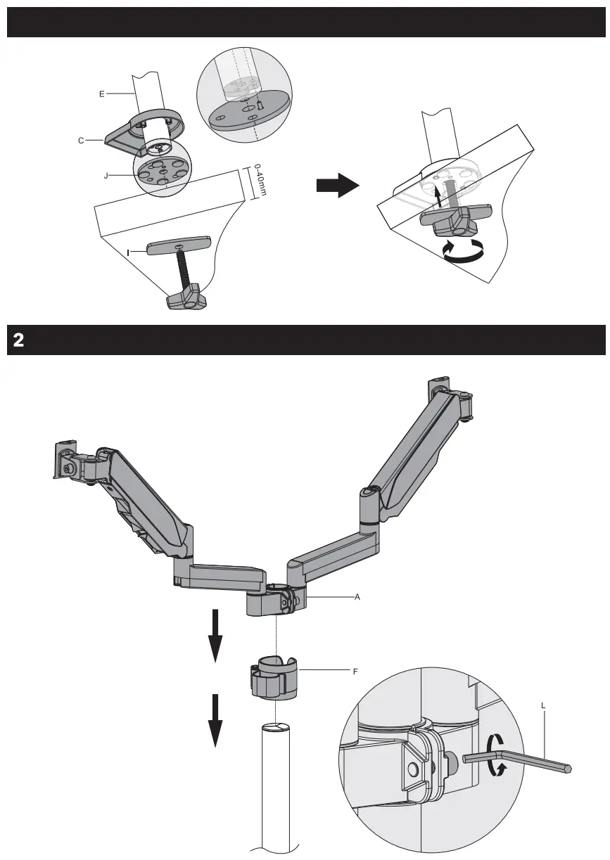 AlzaErgo APW EGARD05B ErgoArm D05B Tube Monitor Arm for Tables - fig 2
