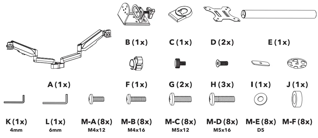 AlzaErgo APW EGARD05B ErgoArm D05B Tube Monitor Arm for Tables - fig