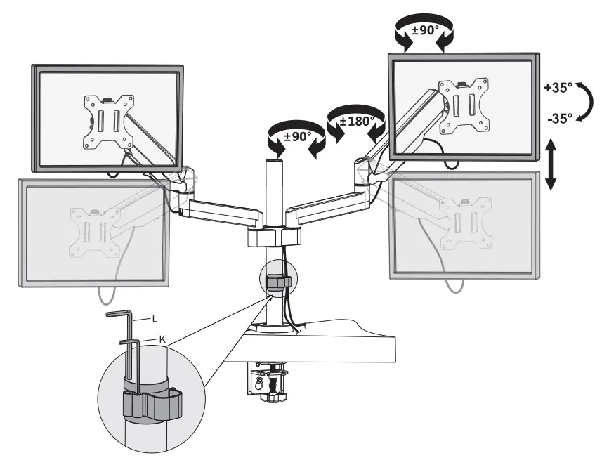 AlzaErgo APW EGARD05B ErgoArm D05B Tube Monitor Arm for Tables - fig5