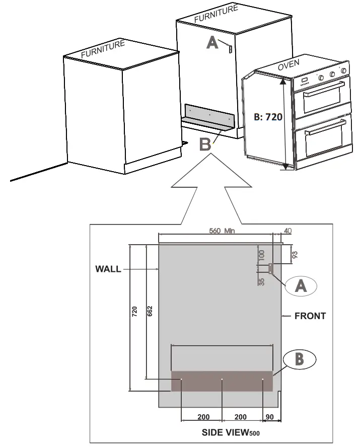 HOOVER 70016516 OVENS-side view