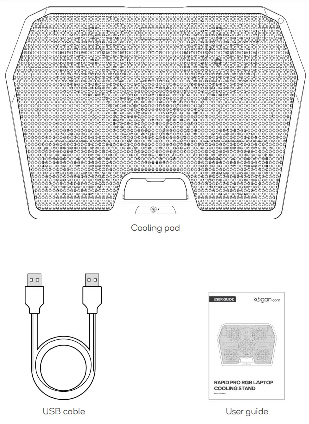 kogan KALTCLRGBPA Rapid Pro TGB Laptop Cooling Stand - COMPONENTS