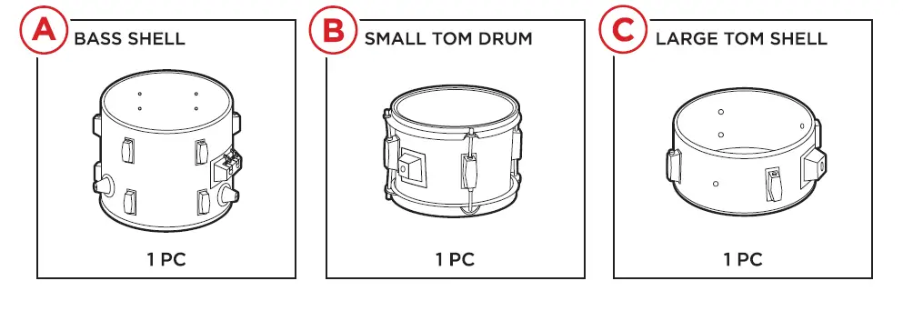 bcp SKY6261 3-Piece Kids Beginner Drum Kit-3