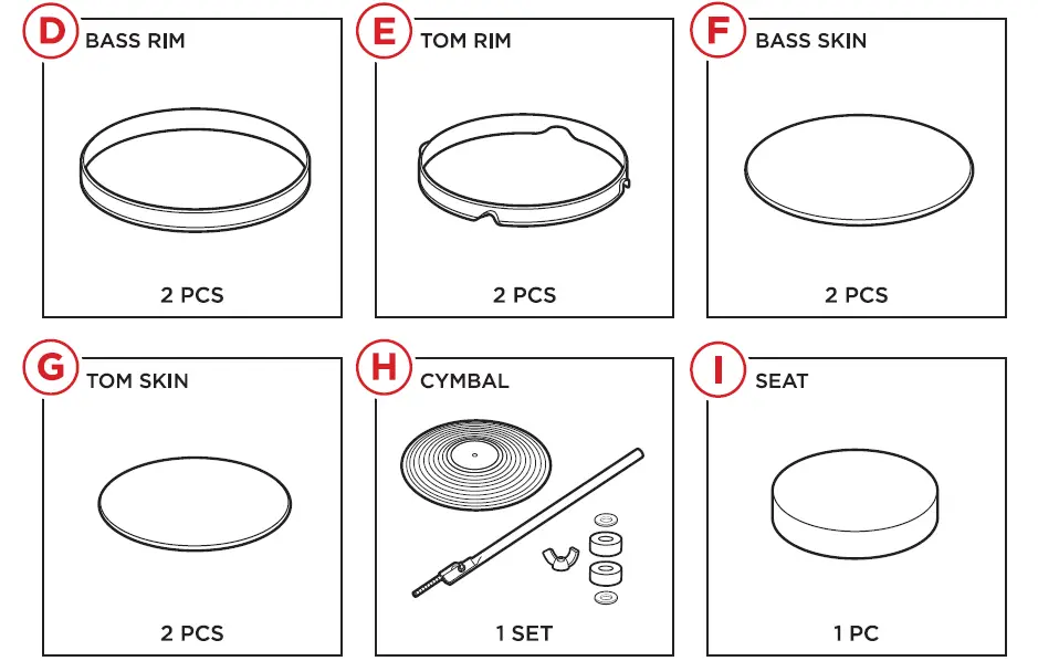 bcp SKY6261 3-Piece Kids Beginner Drum Kit-4