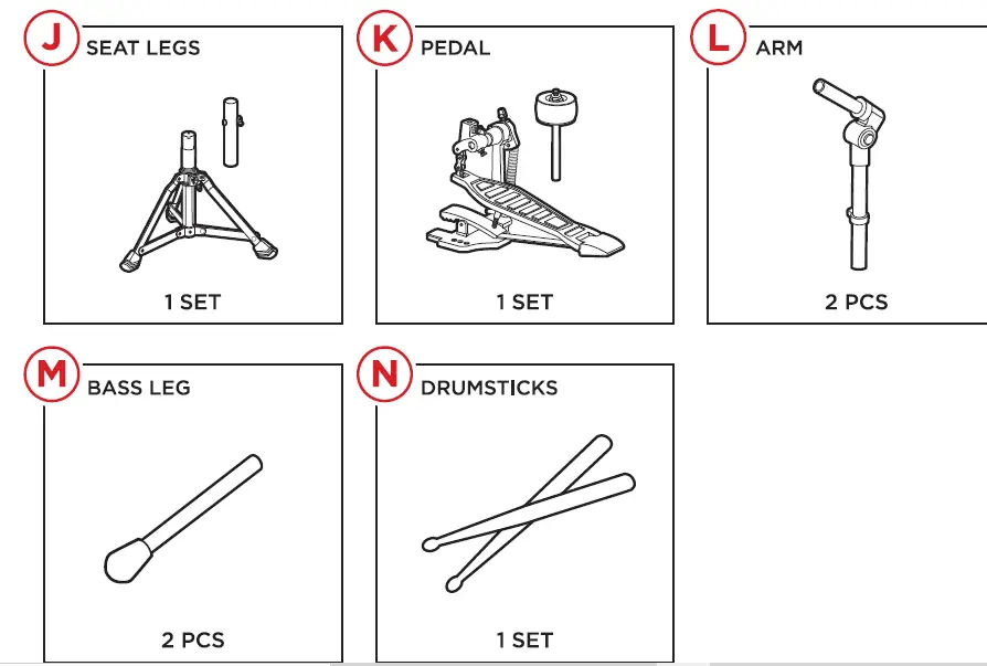 bcp SKY6261 3-Piece Kids Beginner Drum Kit-5