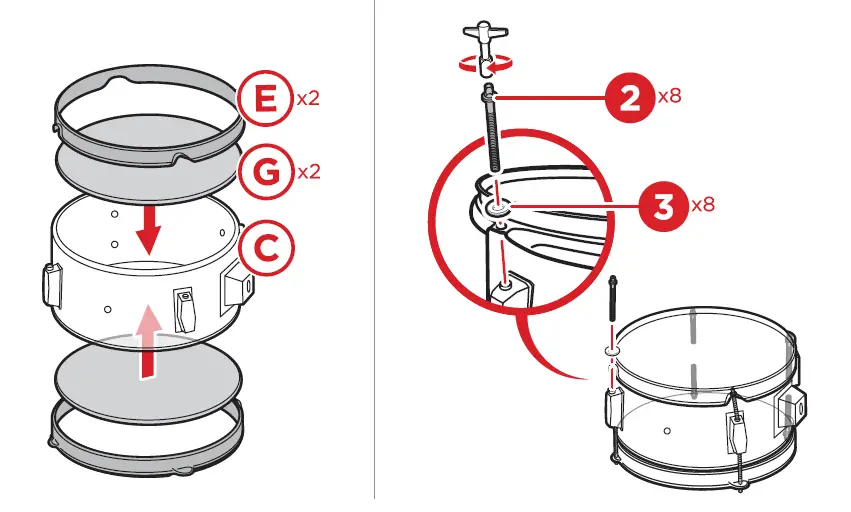bcp SKY6261 3-Piece Kids Beginner Drum Kit-7