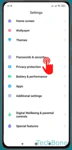 Tap on Passward & security