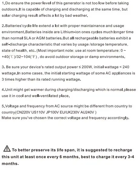 ALLPOWERS AP-SS-002 Portable Power Station User Manual - Precautions before operations