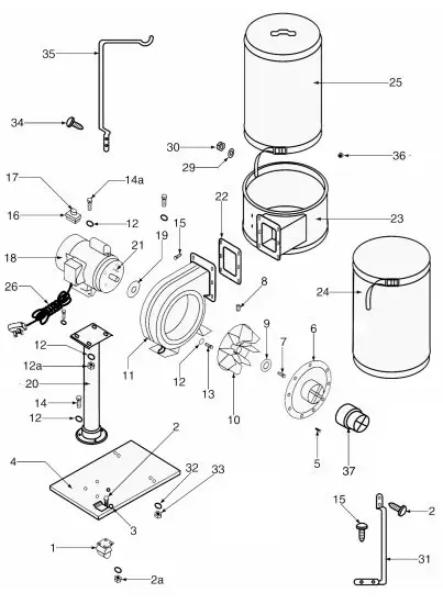 Clarke CDE7B Dust Extractor - COMPONENT PARTS
