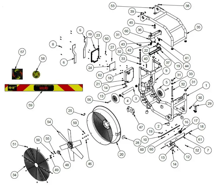 SUPERVAC V20 BL SP Large Battery Operated Fans - Exploded View