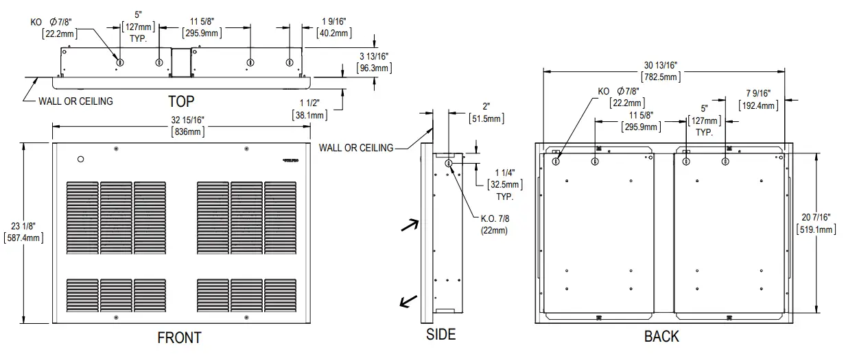 STELPRO WF Series WFSA1W WallCeiling Aeroconvector - FIG 2