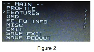 Changing VTX setting via Betaflight OSD Figure 2