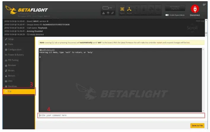 Nanohawk- Tinyhawk default settings