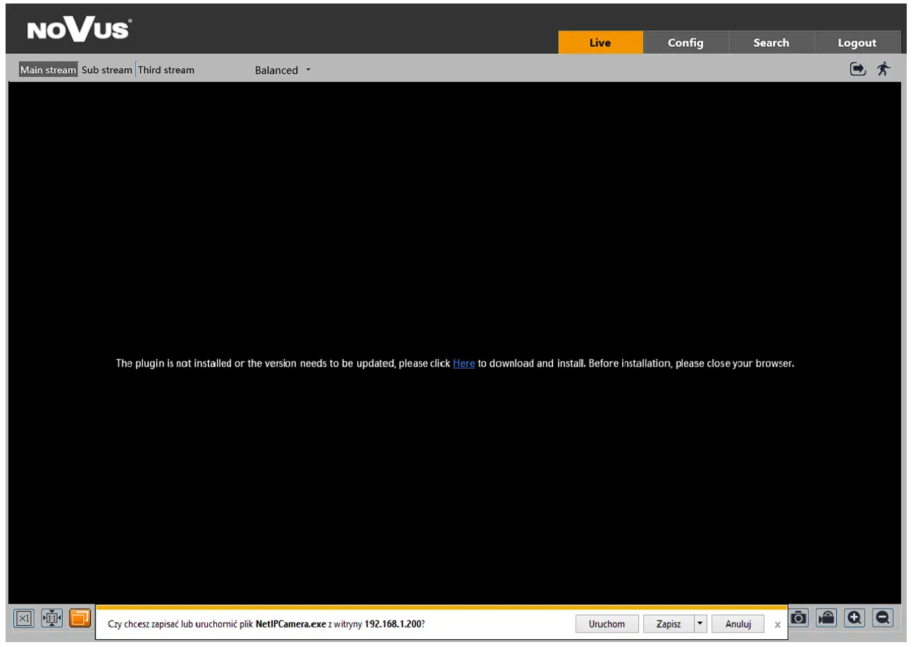Connection with IP camera via web browser