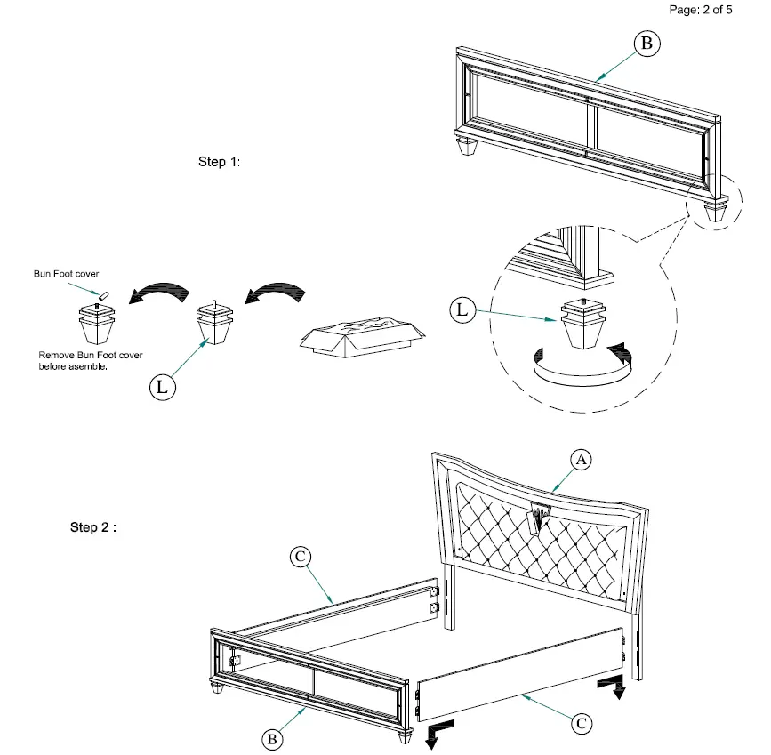 Best-Quality-Furniture-VEN-EK4N-Venetian-5-Piece-Champagne-Eastern-King-Bedroom Set-FIG-14--