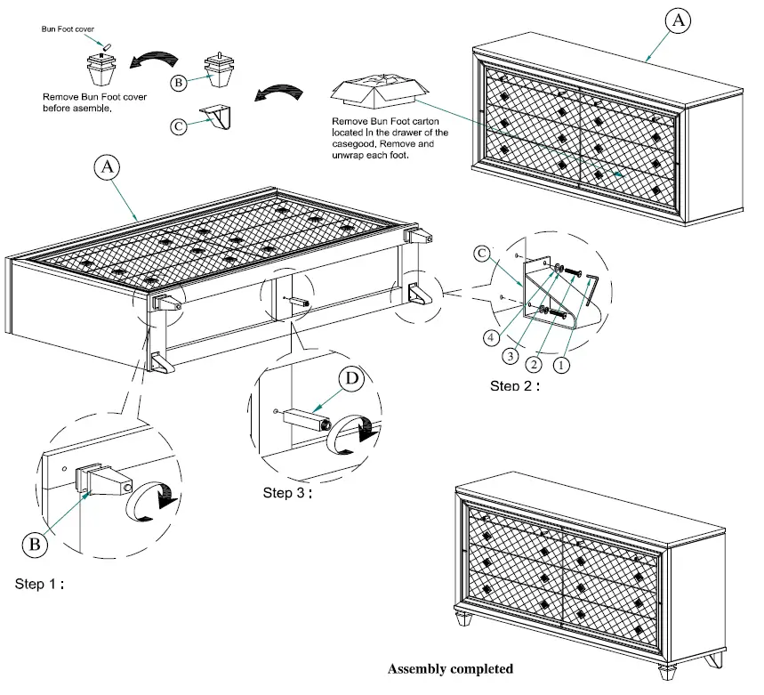 Best-Quality-Furniture-VEN-EK4N-Venetian-5-Piece-Champagne-Eastern-King-Bedroom Set-FIG-3--
