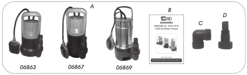 sip 06863 SUB 1040 FS Submersible Water Pump 230V - ACCESSORIES