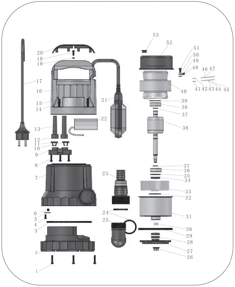 sip 06863 SUB 1040 FS Submersible Water Pump 230V - EXPLODED DRAWING2