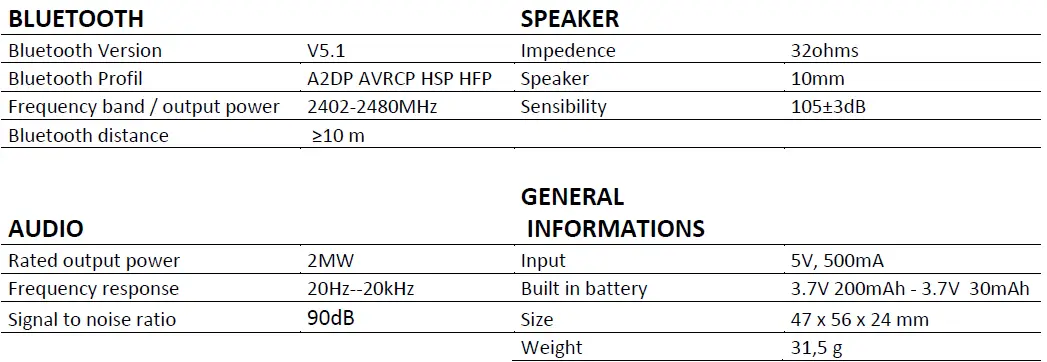 Livoo TES250 Bluetooth Compatible Wireless Earphones 03