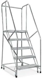 ULINE 3-4 Step Rolling Safety Ladders 10" Deep Top Step