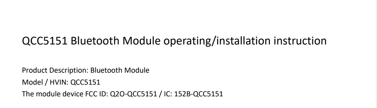 Lenbrook Qcc5151 Bluetooth Module Instruction Manual Lenbrook Qcc5151 Bluetooth Module Instruction Manual