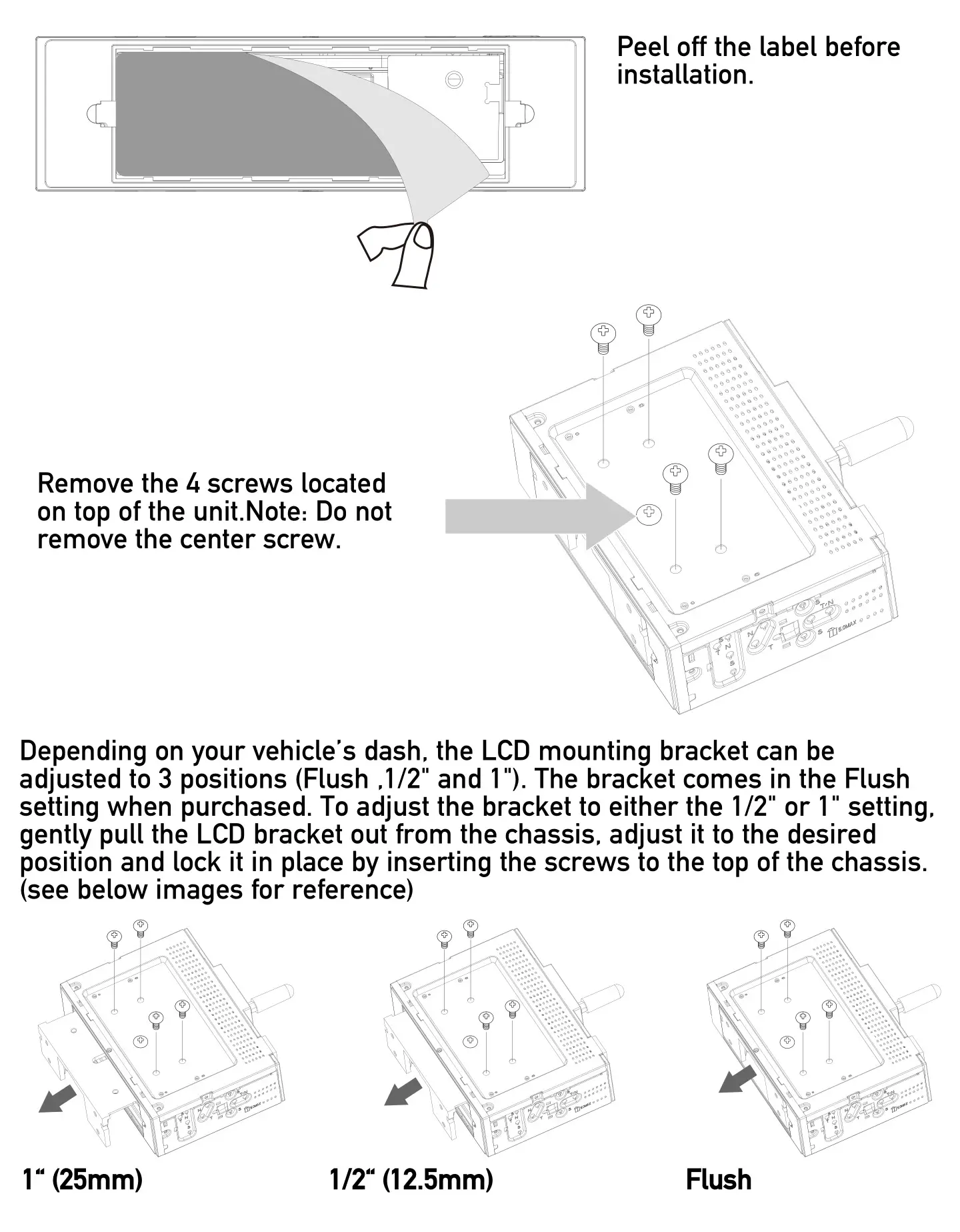 Jensen Mobile 9 Inch Receiver LCD - Adjusting the LCD Extension (optional)