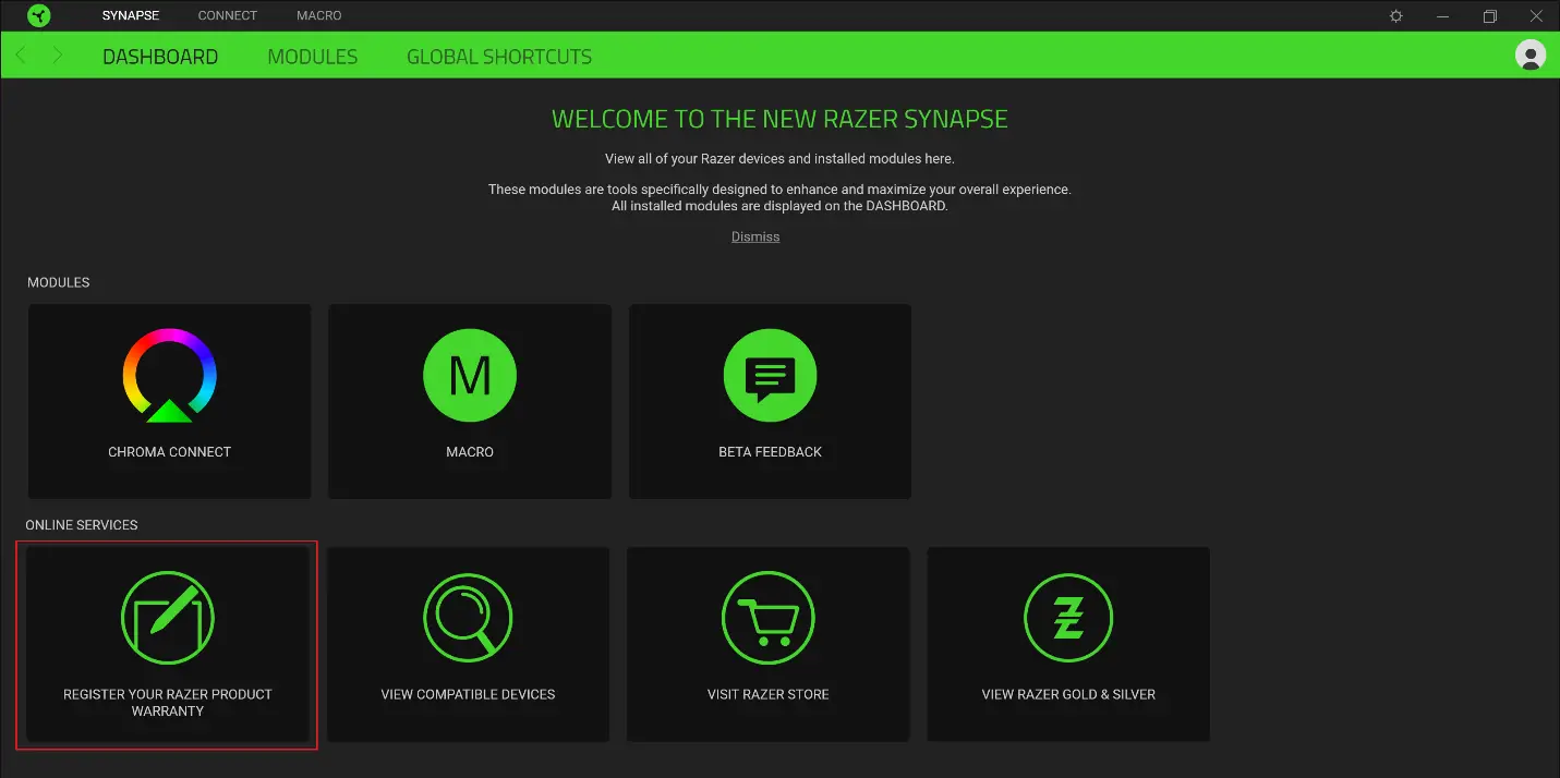 Razer product in Synapse 3