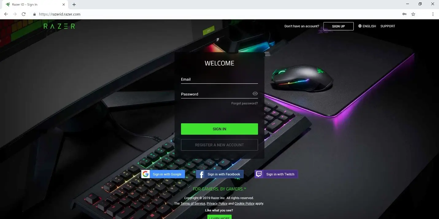 Razer product in Synapse 3