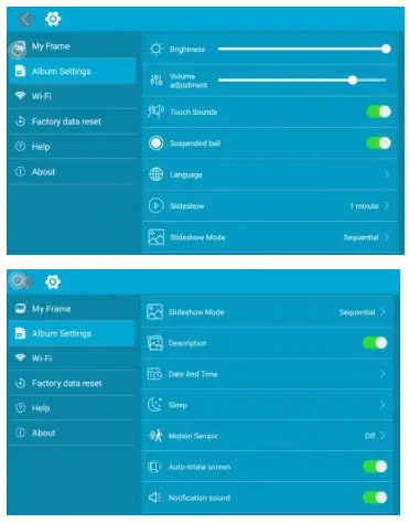 FULLJA JT101M Digital Photo Frame- Album Setting