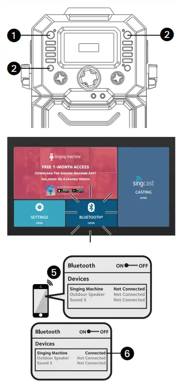 singing machine SMC273BK Singcast K-Box Bluetooth Karaoke Machine 12