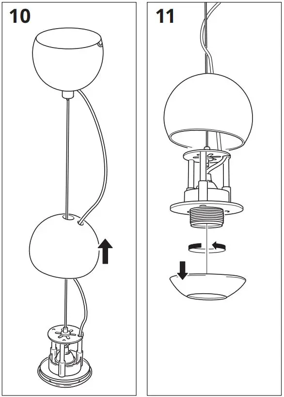 IKEA 304.555.84 DEJSA Pendant Lamp Instruction Manual - Installation 10,11