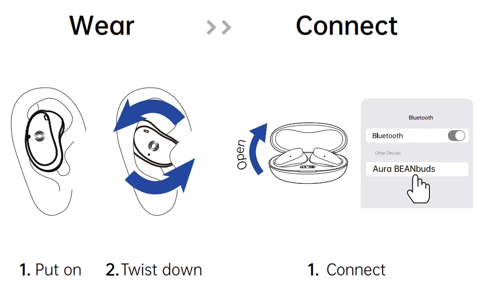 AURA SOUND BEANbuds Wireless Earbuds - fig 1