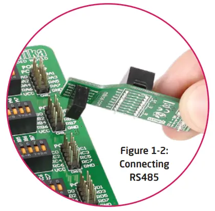 MikroE RS 485 Accessory Board - Connecting