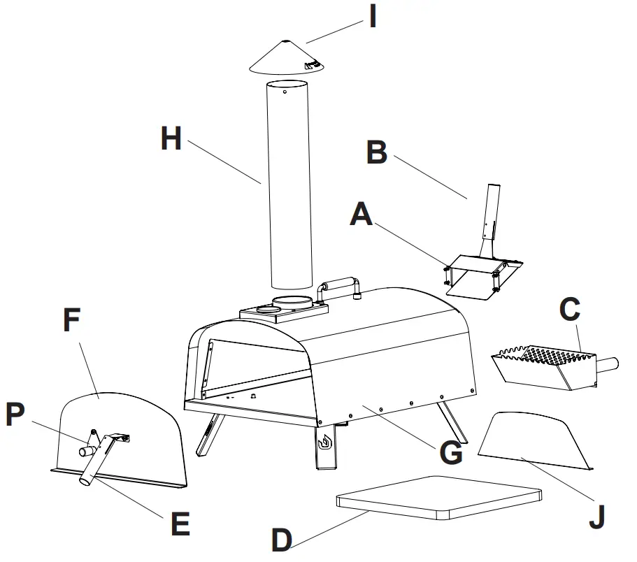 PIZZELLO Outdoor Pizza Oven 13 Inch Wood Fired Stainless Steel Pizza Ovens-fig2