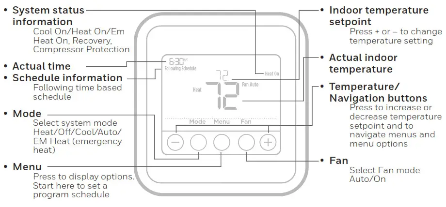 Honeywell T4 Pro Programmable Thermostat 1 Heat - controls